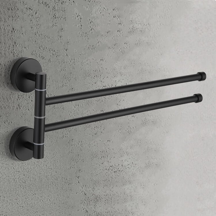 Nameeks NCB94 Double Swivel Towel Bar, 15 Inch, Matte Black